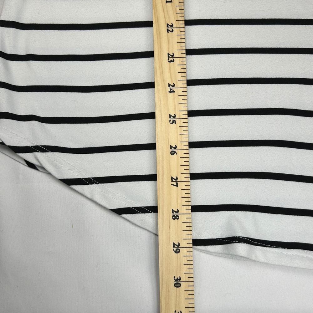 Chic Soul Womens XL Striped Short Sleeve Top Pink Trim Black White - Picture 3 of 7